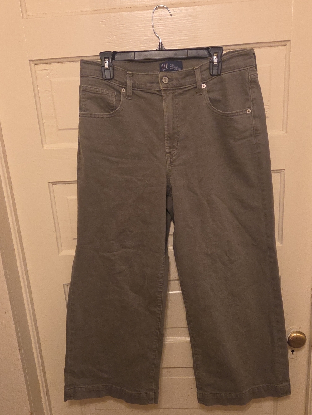 GAP Olive Green Cropped Wide-Leg Jeans